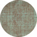 Round Machine Washable Abstract Turquoise Contemporary Area Rugs, wshcon754turq