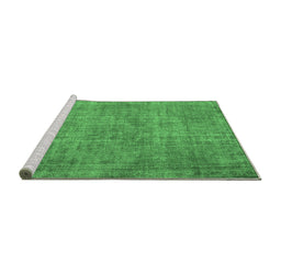 Sideview of Machine Washable Abstract Emerald Green Contemporary Area Rugs, wshcon754emgrn
