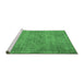 Sideview of Machine Washable Abstract Emerald Green Contemporary Area Rugs, wshcon754emgrn