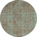 Round Abstract Turquoise Contemporary Rug, con754turq