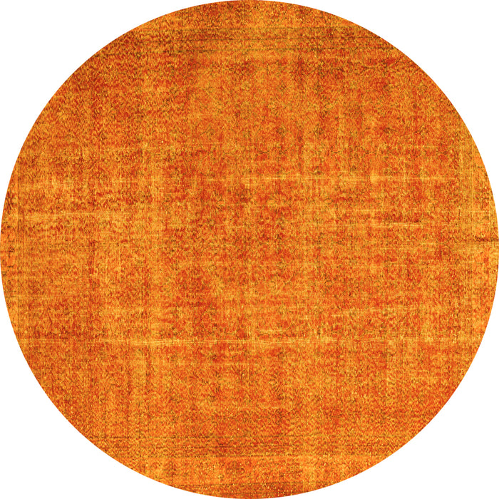 Round Abstract Yellow Contemporary Rug, con754yw