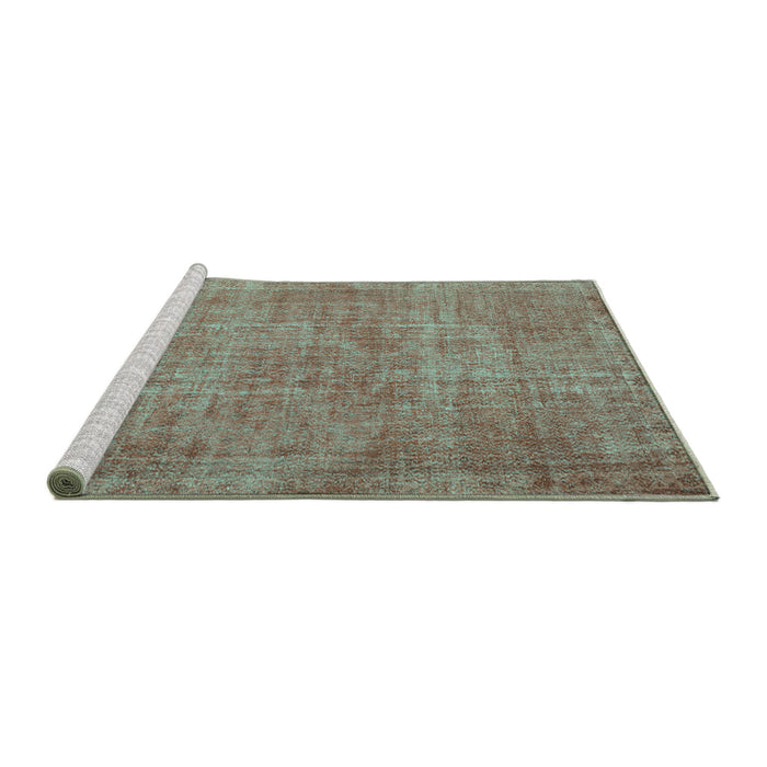 Sideview of Machine Washable Abstract Turquoise Contemporary Area Rugs, wshcon754turq