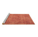 Sideview of Machine Washable Abstract Brown Contemporary Rug, wshcon754brn