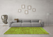 Machine Washable Abstract Green Contemporary Area Rugs in a Living Room,, wshcon754grn