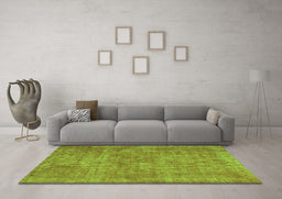 Machine Washable Abstract Green Contemporary Area Rugs in a Living Room,, wshcon754grn