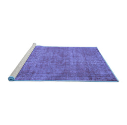 Sideview of Machine Washable Abstract Blue Contemporary Rug, wshcon754blu
