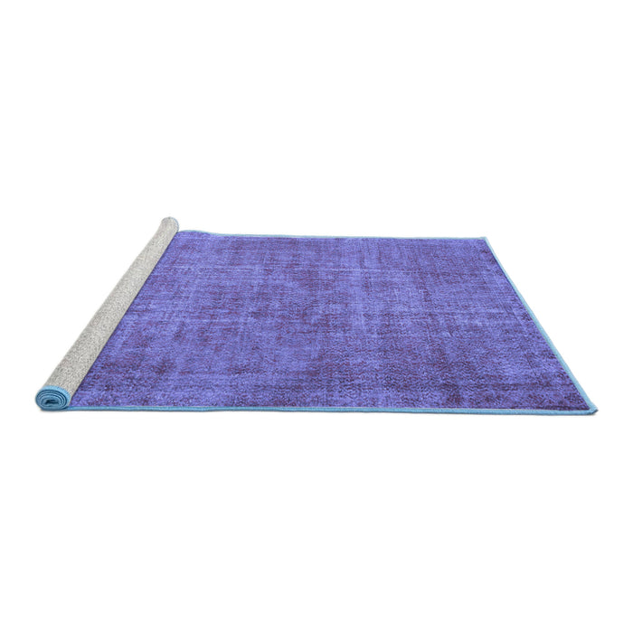 Sideview of Machine Washable Abstract Blue Contemporary Rug, wshcon754blu