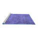 Sideview of Machine Washable Abstract Blue Contemporary Rug, wshcon754blu
