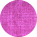 Round Machine Washable Abstract Purple Contemporary Area Rugs, wshcon754pur