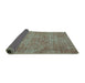 Sideview of Abstract Turquoise Contemporary Rug, con754turq