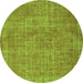 Machine Washable Abstract Green Contemporary Area Rugs, wshcon754grn