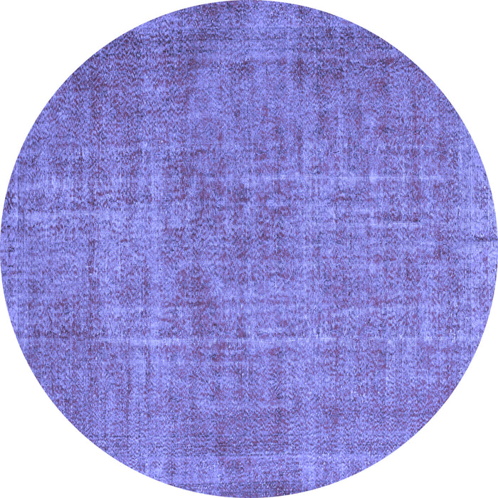 Round Abstract Blue Contemporary Rug, con754blu