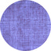 Round Abstract Blue Contemporary Rug, con754blu