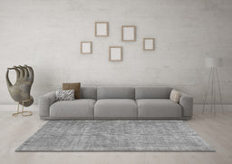 Machine Washable Abstract Gray Contemporary Rug in a Living Room,, wshcon754gry