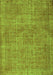 Serging Thickness of Machine Washable Abstract Green Contemporary Area Rugs, wshcon754grn