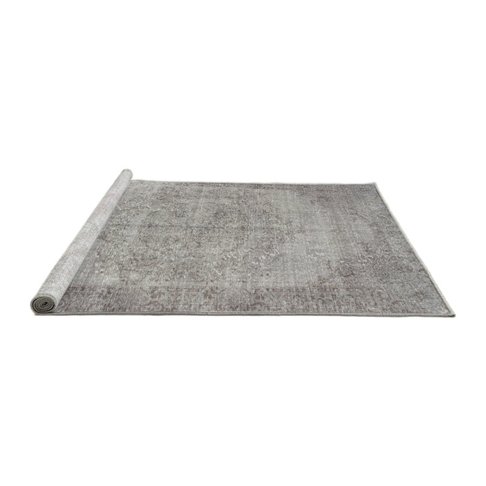 Serging Thickness of Machine Washable Contemporary Pale Silver Gray Rug, wshcon755