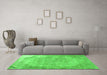 Machine Washable Abstract Green Contemporary Area Rugs in a Living Room,, wshcon755grn