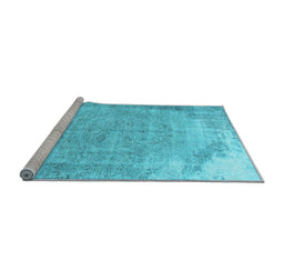 Sideview of Machine Washable Abstract Light Blue Contemporary Rug, wshcon755lblu