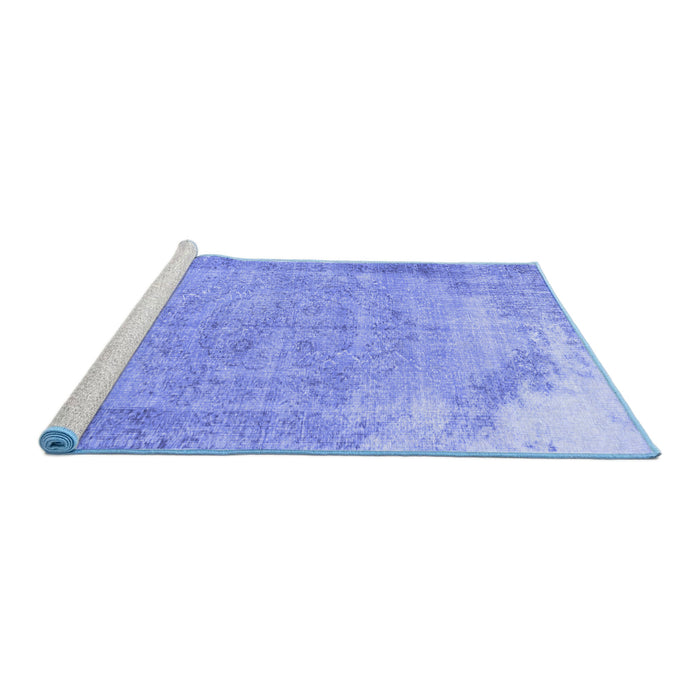 Sideview of Machine Washable Abstract Blue Contemporary Rug, wshcon755blu