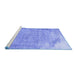 Sideview of Machine Washable Abstract Blue Contemporary Rug, wshcon755blu