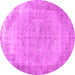 Round Abstract Pink Contemporary Rug, con755pnk