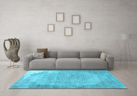 Machine Washable Abstract Light Blue Contemporary Rug, wshcon755lblu