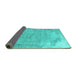 Sideview of Abstract Turquoise Contemporary Rug, con755turq