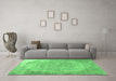 Machine Washable Abstract Emerald Green Contemporary Area Rugs in a Living Room,, wshcon755emgrn