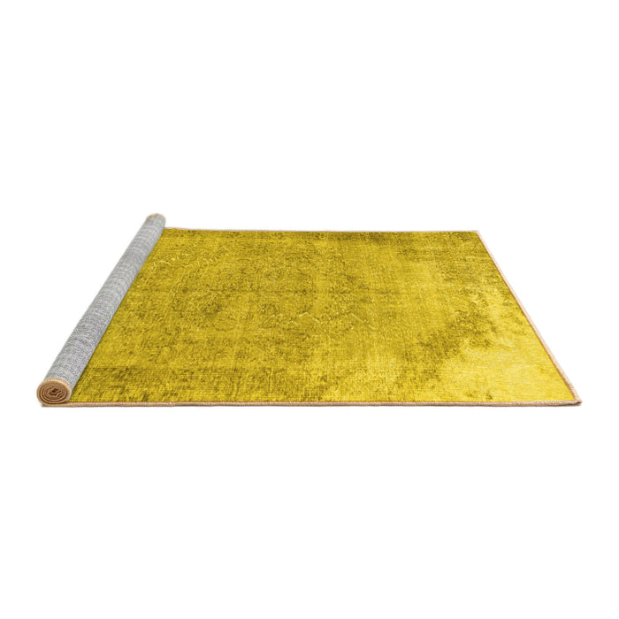 Sideview of Machine Washable Abstract Yellow Contemporary Rug, wshcon755yw