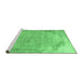 Sideview of Machine Washable Abstract Emerald Green Contemporary Area Rugs, wshcon755emgrn
