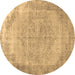 Round Abstract Brown Contemporary Rug, con755brn