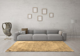 Machine Washable Abstract Brown Contemporary Rug in a Living Room,, wshcon755brn