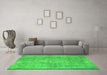 Machine Washable Persian Green Bohemian Area Rugs in a Living Room,, wshcon756grn