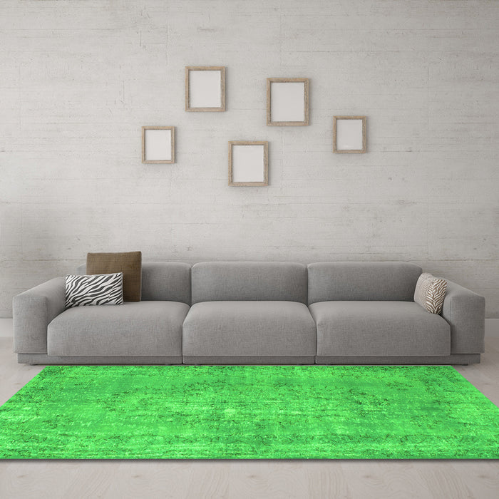Machine Washable Persian Green Bohemian Area Rugs in a Living Room,, wshcon756grn