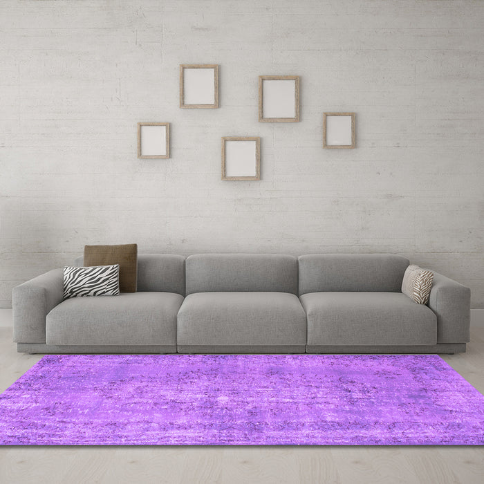 Machine Washable Persian Purple Bohemian Area Rugs in a Living Room, wshcon756pur