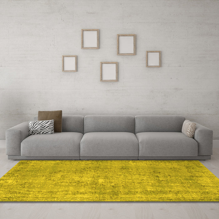 Machine Washable Persian Yellow Bohemian Rug in a Living Room, wshcon756yw
