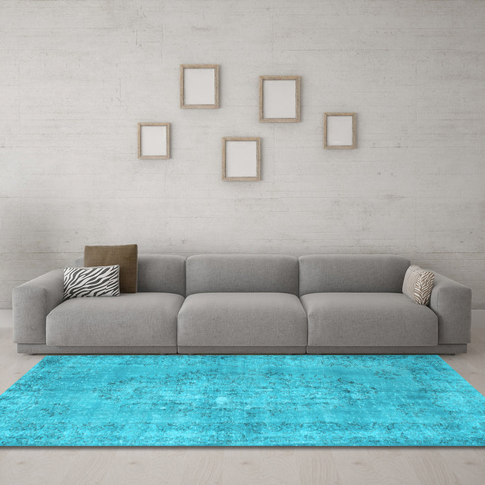 Machine Washable Persian Light Blue Bohemian Rug in a Living Room, wshcon756lblu