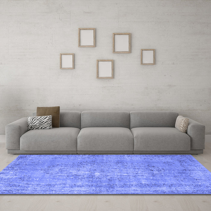Machine Washable Persian Blue Bohemian Rug in a Living Room, wshcon756blu
