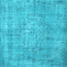 Square Machine Washable Persian Light Blue Bohemian Rug, wshcon756lblu