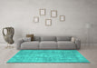 Machine Washable Persian Turquoise Bohemian Area Rugs in a Living Room,, wshcon756turq