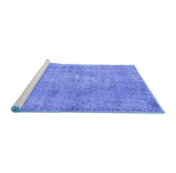 Sideview of Machine Washable Persian Blue Bohemian Rug, wshcon756blu