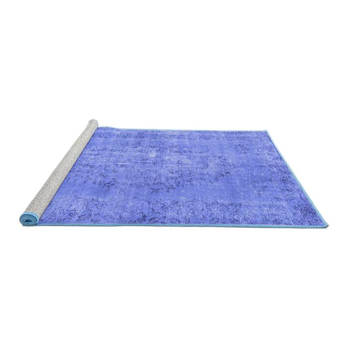 Sideview of Machine Washable Persian Blue Bohemian Rug, wshcon756blu