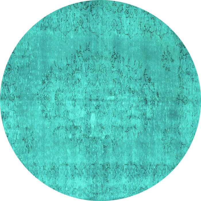 Round Machine Washable Persian Turquoise Bohemian Area Rugs, wshcon756turq