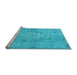 Sideview of Machine Washable Persian Light Blue Bohemian Rug, wshcon756lblu