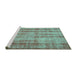 Sideview of Machine Washable Abstract Turquoise Contemporary Area Rugs, wshcon757turq