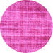 Round Machine Washable Abstract Pink Contemporary Rug, wshcon757pnk