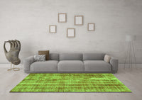 Machine Washable Abstract Green Contemporary Rug, wshcon757grn