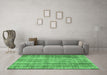 Machine Washable Abstract Emerald Green Contemporary Area Rugs in a Living Room,, wshcon757emgrn