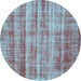 Round Machine Washable Abstract Light Blue Contemporary Rug, wshcon757lblu