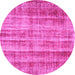 Round Abstract Pink Contemporary Rug, con757pnk